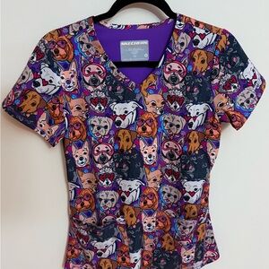 Women’s Dog Print Scrub Top (XS)